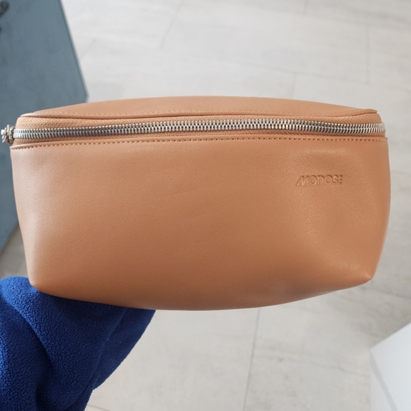 Monos Sling Tan Vegan Leather Unisex Crossbody Bag - Picture 2 of 14